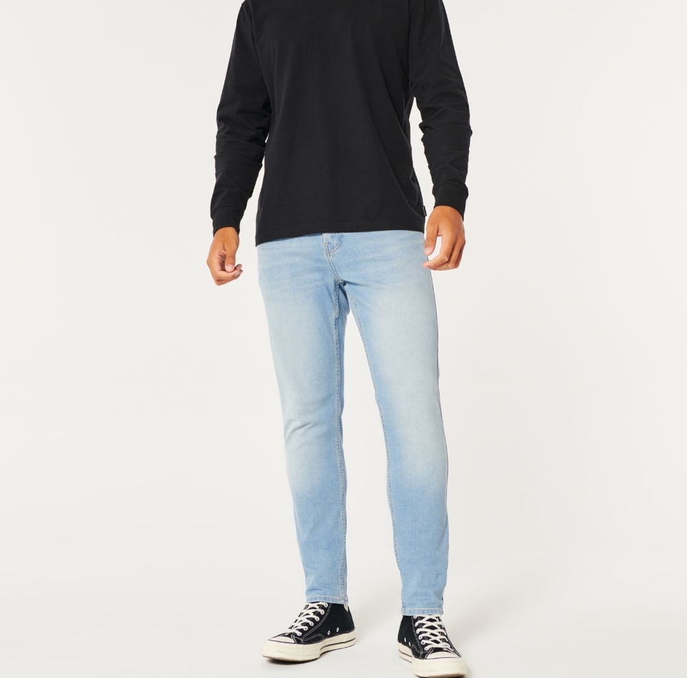 Hollister Men's Skinny Jeans in Light Blue